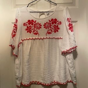 Embroidered triple weave cotton blouse Old Navy